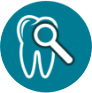 Icon of a tooth with a magnifying glass